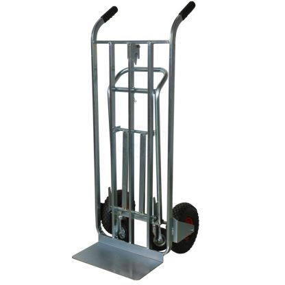 Carrello trasformabile zincato con due ruote pneumatiche e due in gomma piena