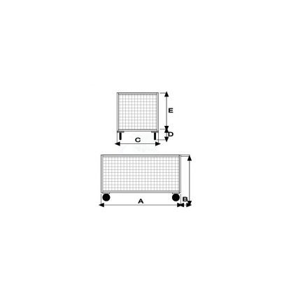 Carrello pianale 4 sponde in rete zincato1270 x 800 2 girevoli misure