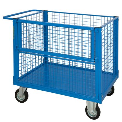 Carrello Pianale 4 sponde rete una parzialmente ribaltabile 4 ruote girevoli