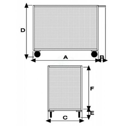 Carrelli pianale 4 sponde in rete sfilebile 4 girevoli 2 freno misure