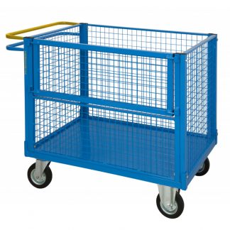 Carrello Pianale 4 sponde rete una ribaltabile freno attivo