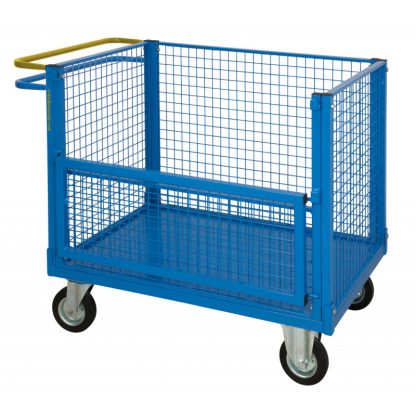 Carrello Pianale 4 sponde rete una ribaltabile freno attivo