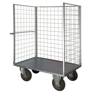 Carrello pianale zincato 775 x 1150 3 sponde ruote antiforatura 2 girevoli