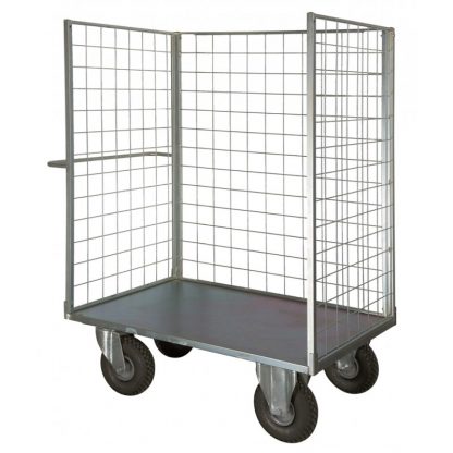 Carrello pianale zincato 775 x 1150 3 sponde ruote antiforatura 2 girevoli