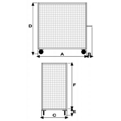 Carrello pianale zincato 775 x 1150 3 sponde ruote antiforatura 2 girevoli