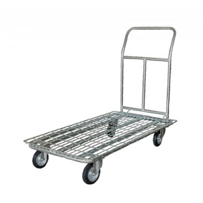 Carrello pianale 660 x 1100 zincato con piano in rete metallica