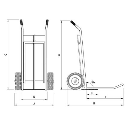 Carrello Porta Sacchi Entry con doppia pedana misure