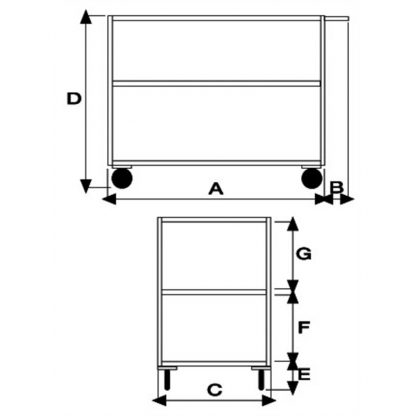 Carrelli Portatutto 3 vasche 500 x 800 ruote 2 fisse 2 girevoli smontabile misure