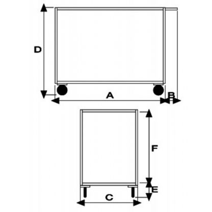 Carrello a 2 piani lisci in acciaio inox AISI 304 spessore lamiera 15/10