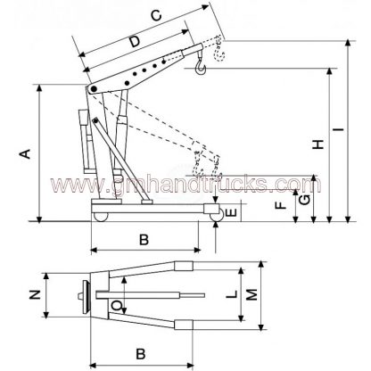 Gru idraulica per pallet smontabile con pompa effetto semplice 1000 kg