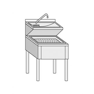 Lavandino lavamani acciaio aisi con vuotatoio 500 x 600 x 850 mm