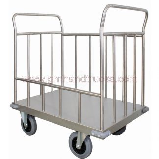 Carrello trasporto universale 4 sponde in tubolare in acciaio INOX AISI 304