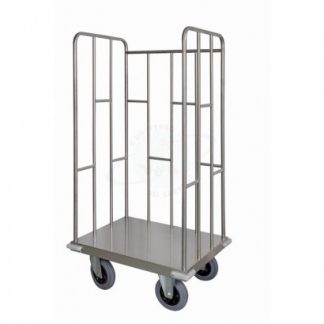 Carrello trasporto universale 3 sponde in tubolare in acciaio INOX AISI 304