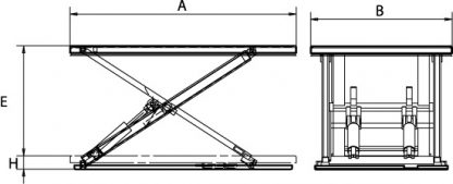 Piattaforme elevatrici extrapiatte pianale chiuso carichi distribuiti 1400 X 1800 500 kg