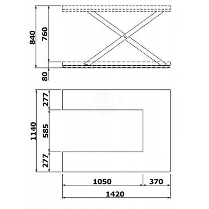 Piattaforma elevatrice pantografo U extrabassa per sollevamento pallets misure