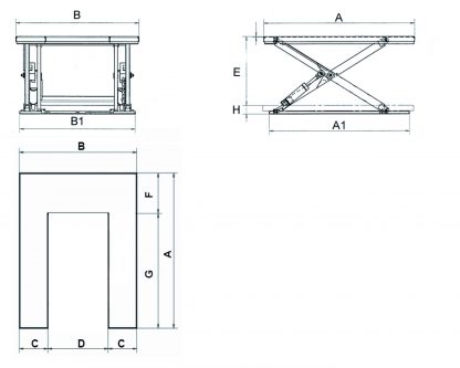 Piattaforma elevatrice – extrapiatta - Modello Silver L8-U misure