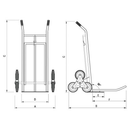 Carrelli saliscale 6 ruote a stella doppia pedana misure