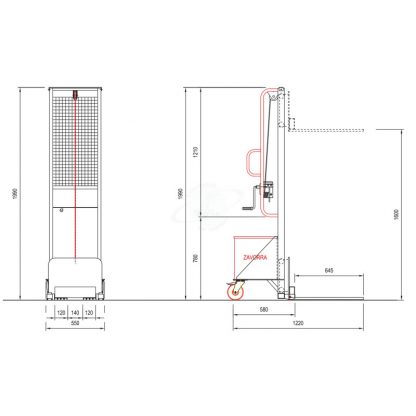 Sollevatore arganello contrappesato frizione arresto automatico portata Kg 100 misure