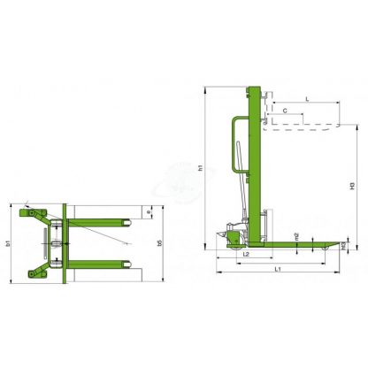 Sollevatore manuale forche regolabili PNF10/30 misure