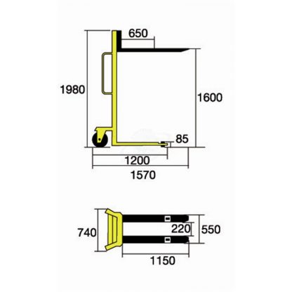 Sollevatore manuale forche regolabili PNF10 misure