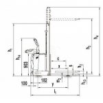 Sollevatore Timonato Semovente alzata mm 1600 con pedana misure