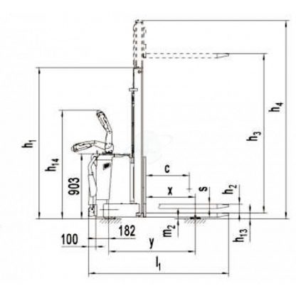 Sollevatore Timonato Semovente alzata mm 1600 con pedana misure